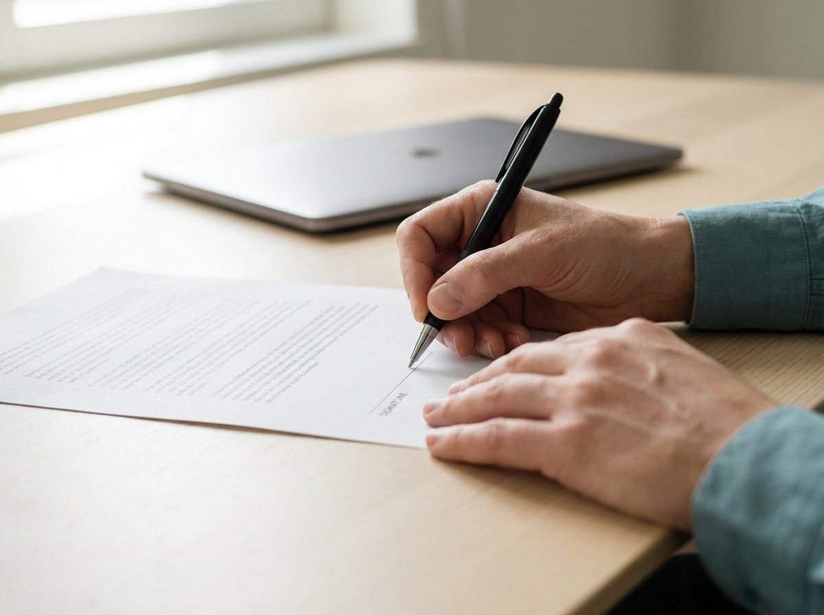 A person signing a prepared court document